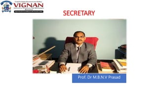 SECRETARY
Prof. Dr M.B.N.V Prasad
 