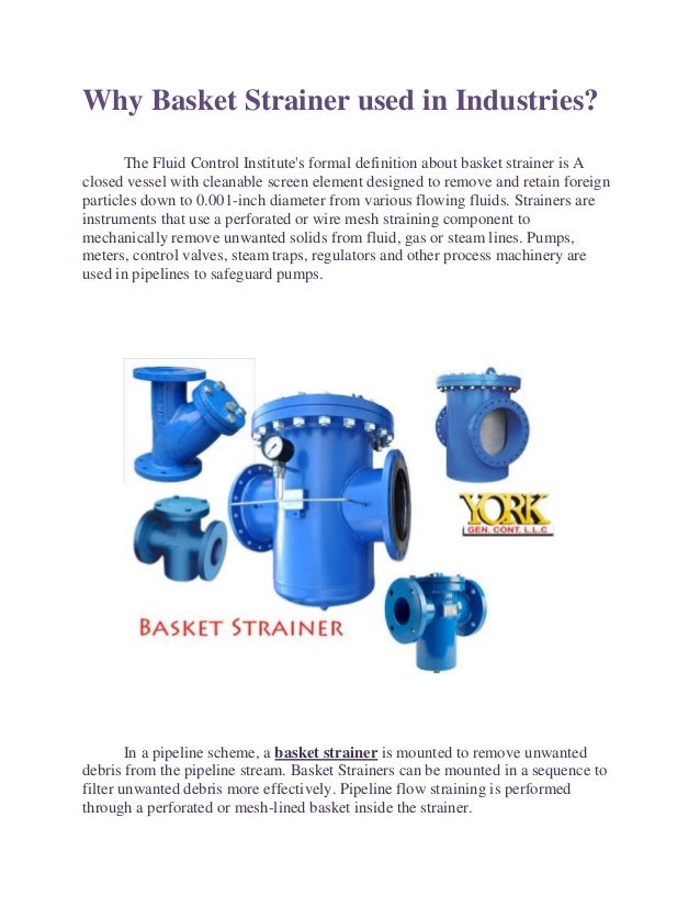 Why basket strainer used in industries?