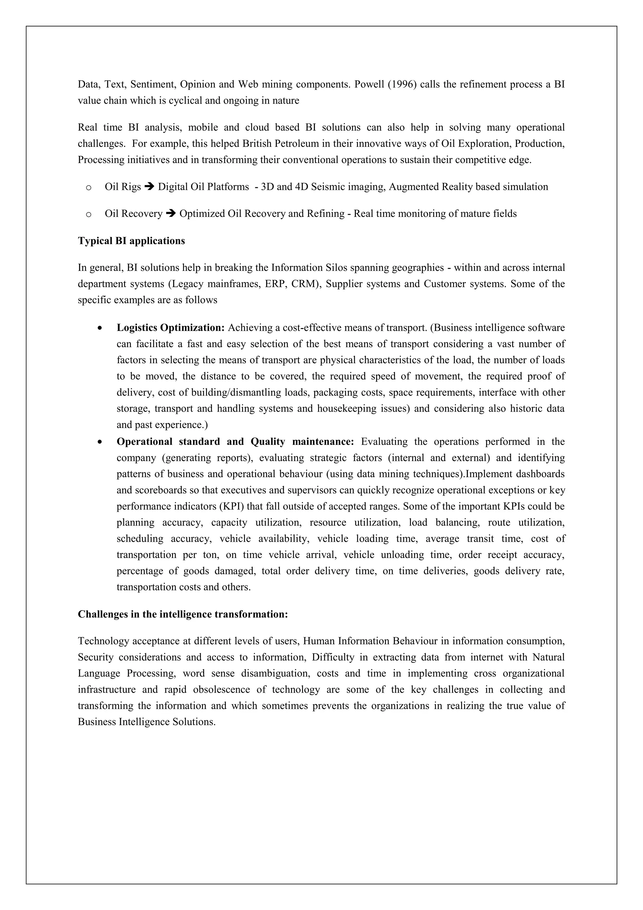 Information to Intelligence (BI Context) | DOCX