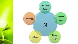 N
Neonato
logy
Nephro
logy
Neuro
logy
Nidology
Nisology
 