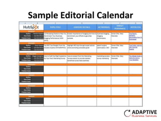 Sample Editorial Calendar
 