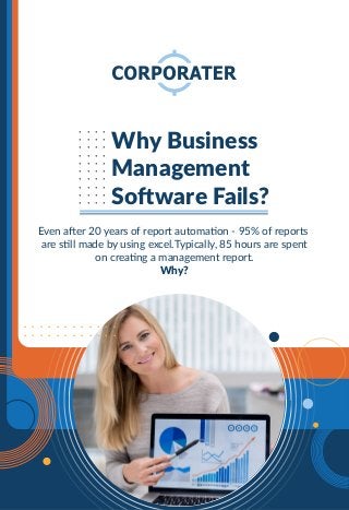 ..........
..........
..........
..........
Why Business
Management
Software Fails?
Even after 20 years of report automation - 95% of reports
are still made by using excel.Typically, 85 hours are spent
on creating a management report.
Why?
. . . . . . . . . . . .
. . . . . . . . . . . .
 