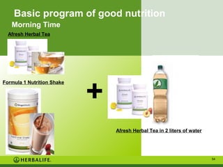 Basic program of good nutrition
Morning Time
Afresh Herbal Tea

Formula 1 Nutrition Shake

+
Afresh Herbal Tea in 2 liters of water

54

 