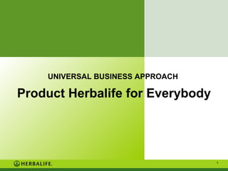 UNIVERSAL BUSINESS APPROACH

Product Herbalife for Everybody

1

 
