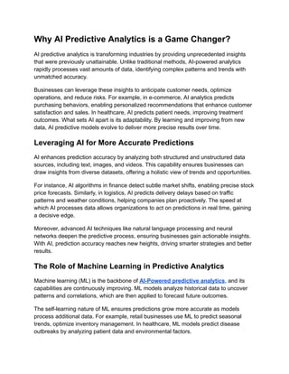 Why Predictive Analytics is a Game-Changer for Modern Businesses? | PDF