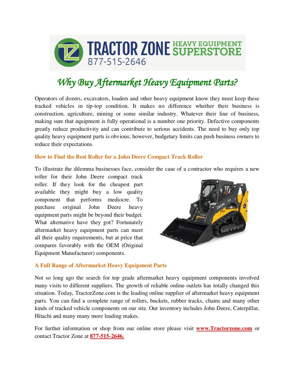 Why buy aftermarket heavy equipment parts