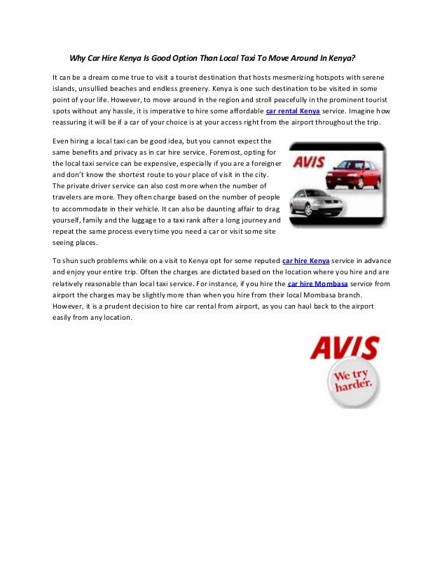 Why car hire kenya is good option than local taxi to move around in kenya