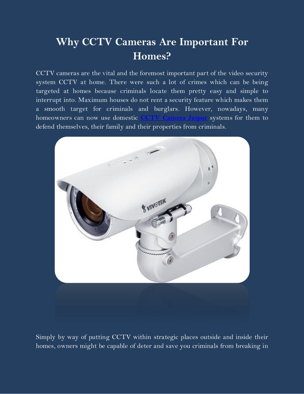 Why cctv cameras are important for homes