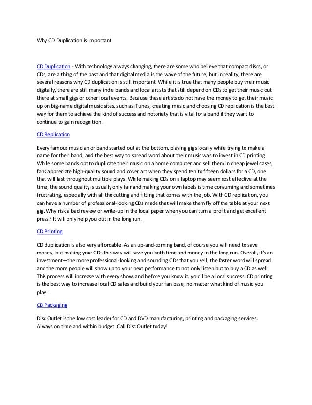 Why Cd Duplication Is Important