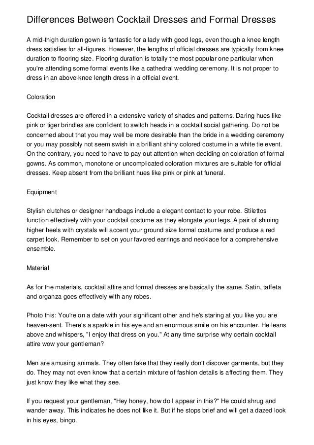 Differences Between Cocktail Dresses and Formal Dresses