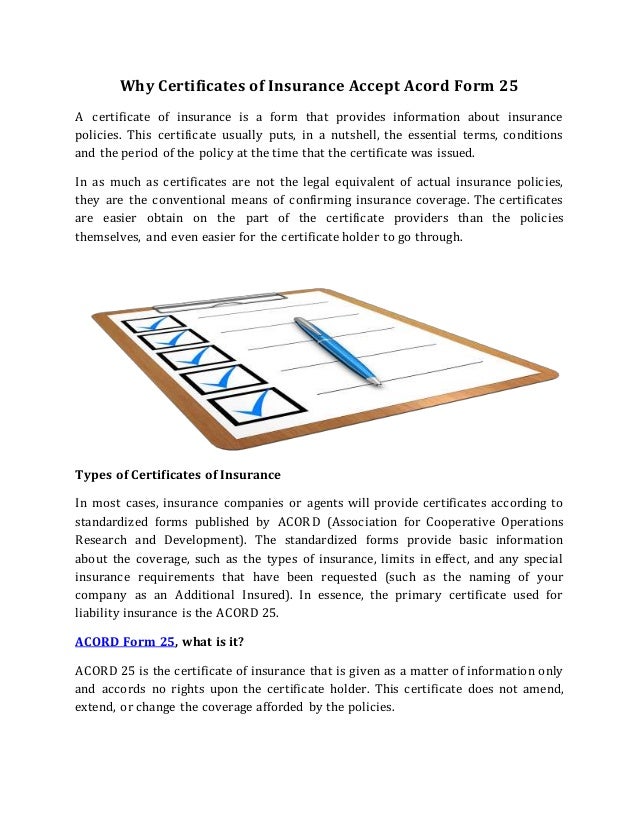 Acord Insurance Document Insurance Training And