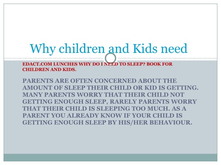 Why Your Children or Kids Need Sleep?