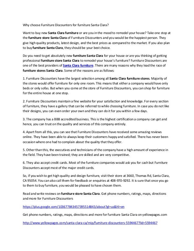 Why Choose Furniture Discounters For Furniture Santa Clara