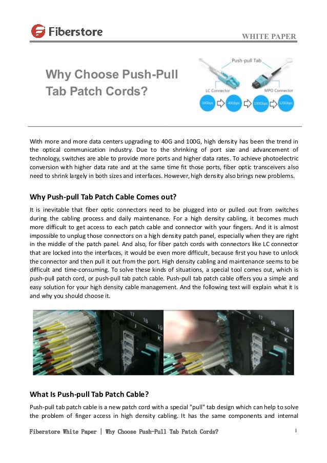 Why Choose Push pull Tab Patch Cords?