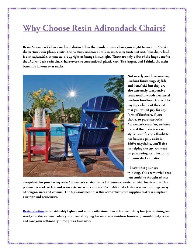 Why choose resin adirondack chairs