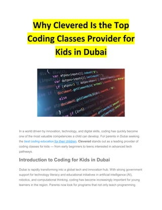 Why Clevered Is the Top Coding Classes Provider for Kids in Dubai.pdf