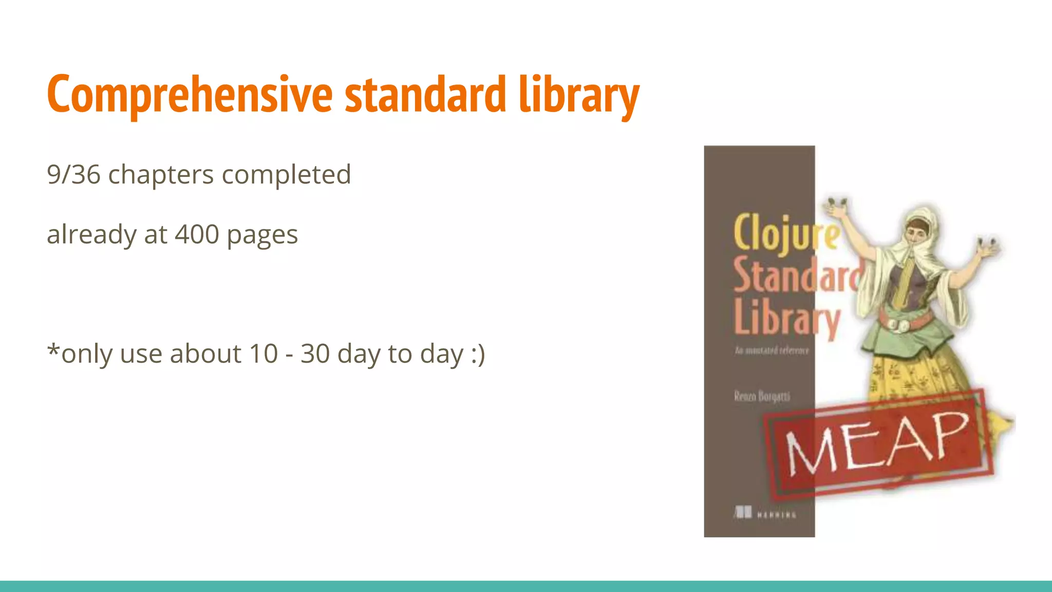 Comprehensive standard library 9/36 chapters completed already at 400 pages *only use about 10 - 30 day to day :) 