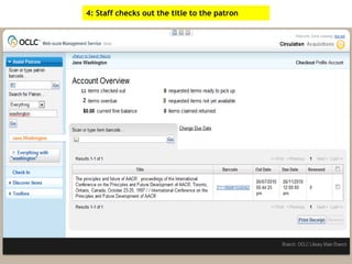4: Staff checks out the title to the patron
 