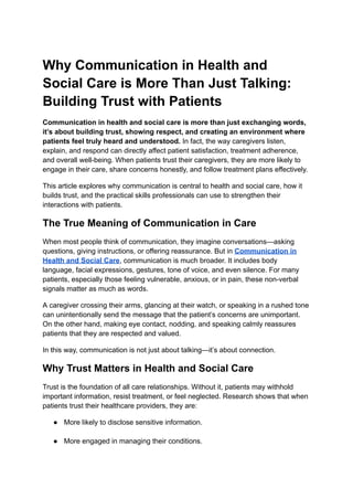 Why Communication in Health and Social Care is More Than Just Talking ...