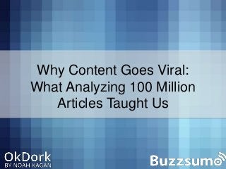 Why Content Goes Viral:
What Analyzing 100 Million
Articles Taught Us
 