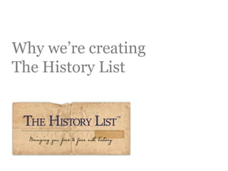 Why we’re creating
The History List
 