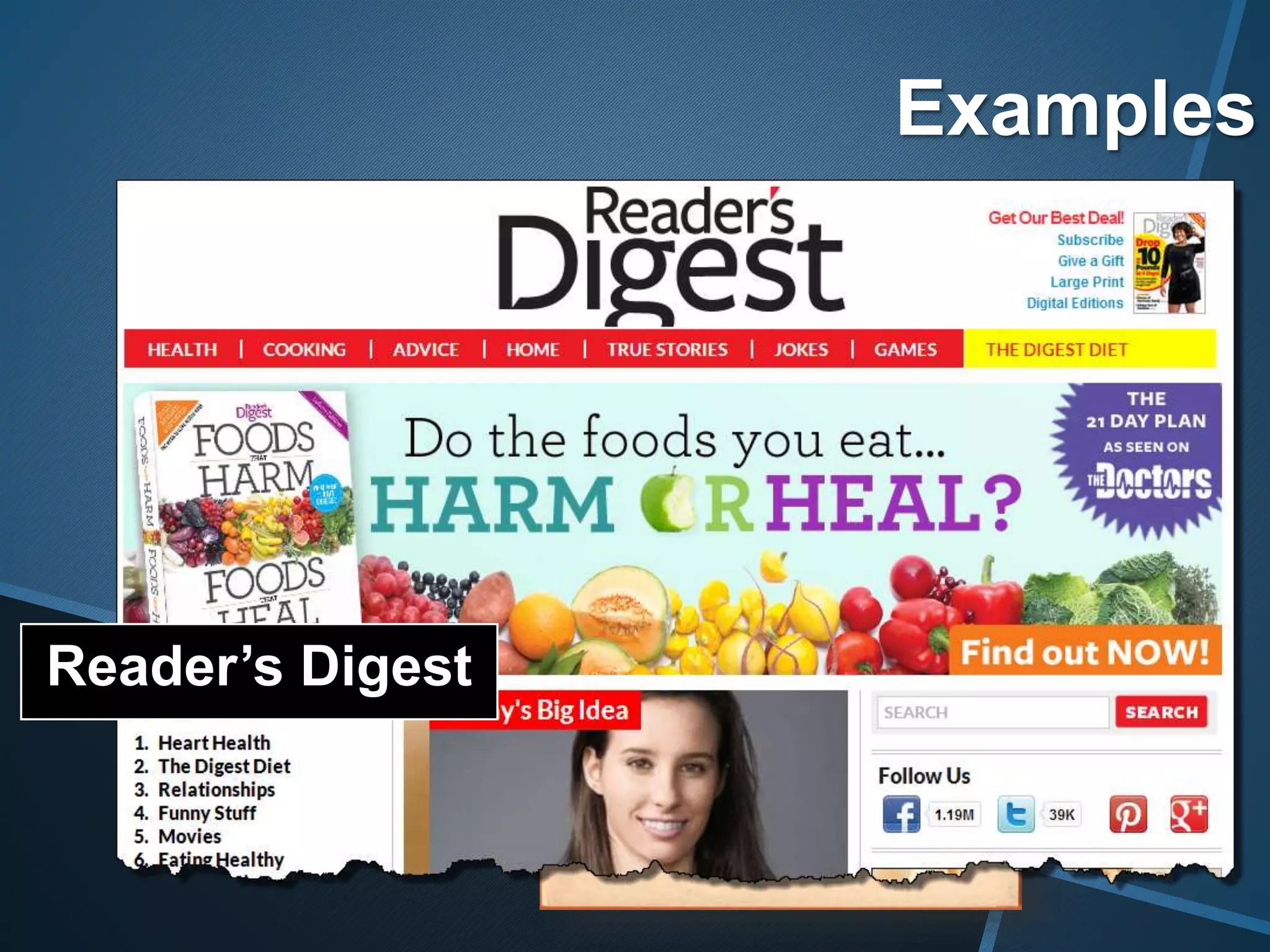 Examples
Reader’s Digest
 