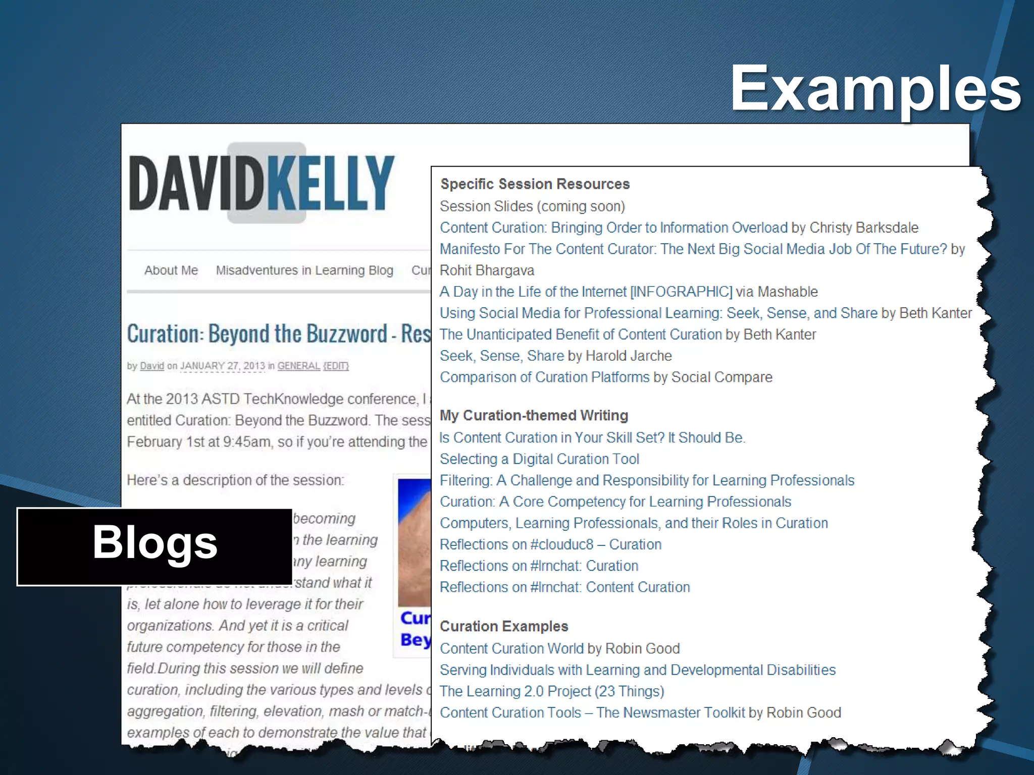 Blogs
Examples
 