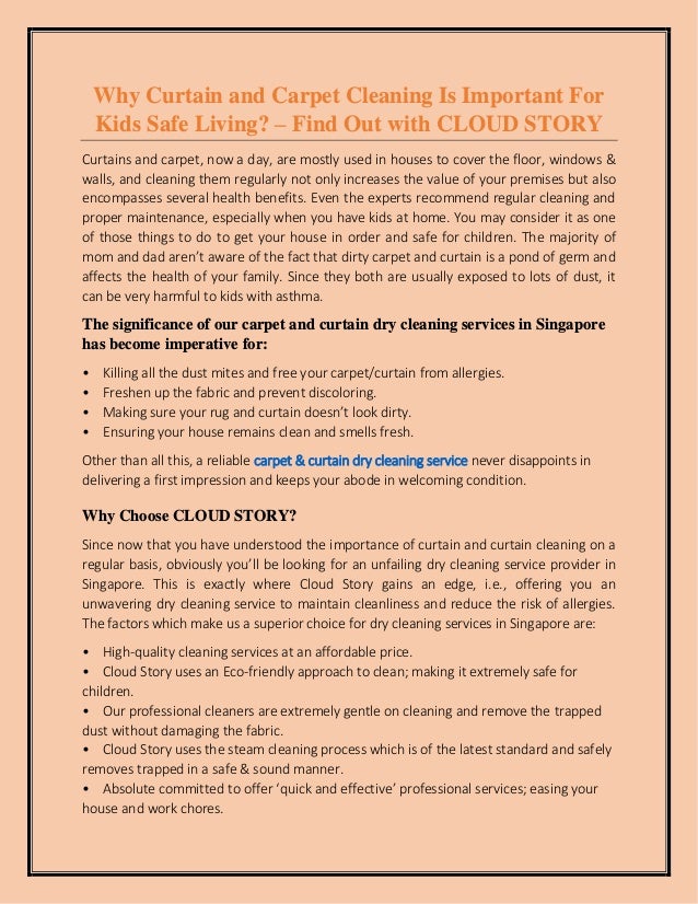 Curtain And Carpet Cleaning Is Important For Kids Safe Living