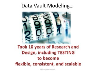 Data Vault Modeling…




       (C) TeachDataVault.com
 