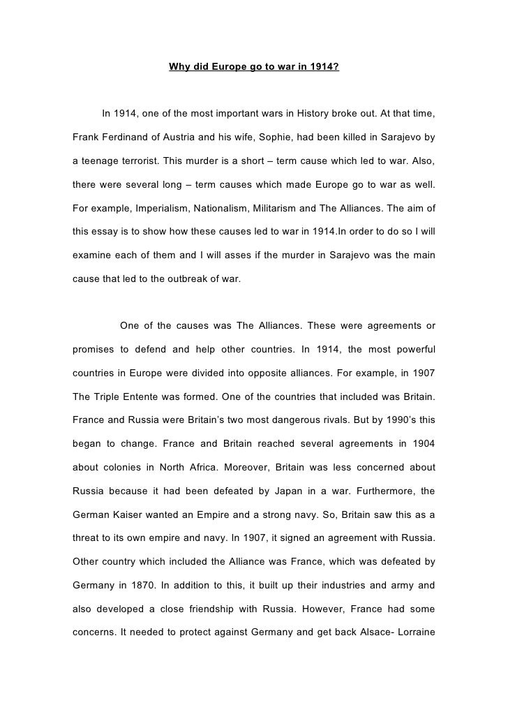 World war i essay questions
