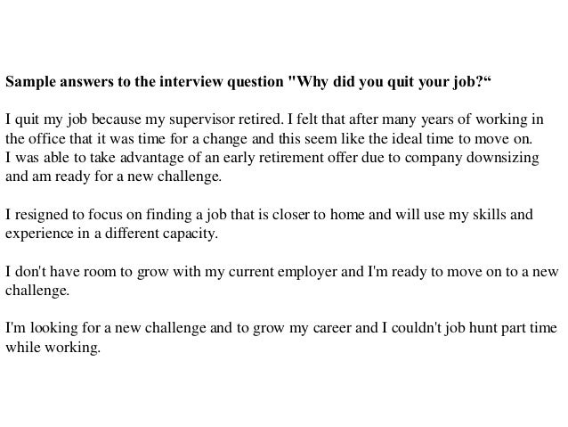 why did you quit your job interview question supervisor interview questions answers