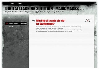 MAGIC MARKS – POISSON’S
RATIO
Why Digital Learning is vital
for Development?
Posted: October 19, 2015 in Digital Learning in India, E-Learning & Online Training
Platform, education, digital learning, E-Learning
Tags: Digital Learning solution, civil engineering video lectures, study engineering
online, e learning engineering courses, Digital Learning in India
0
DIGITAL LEARNING SOLUTION | MAGICMARKSMagicMarks offers advanced digital learning platform for Engineering study in India
stay updated via rss
Home About
This PDF was generated via the PDFmyURL web conversion service!
 