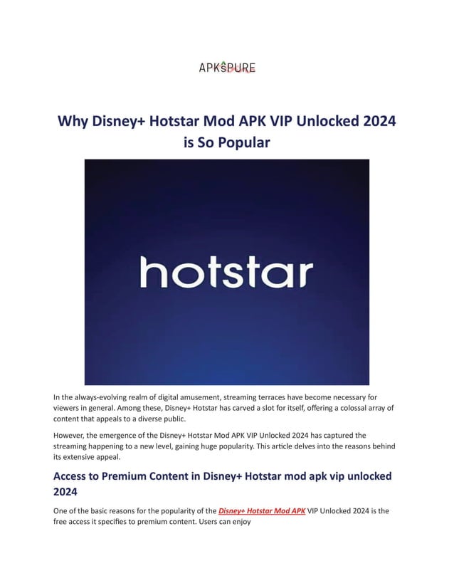 Why Disney  Hotstar Mod APK VIP Unlocked 2024 is So Popular PDF