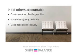 Source:	
  Unconscious	
  Bias	
  @	
  Work	
  |	
  Google	
  Ventures	
  
 
