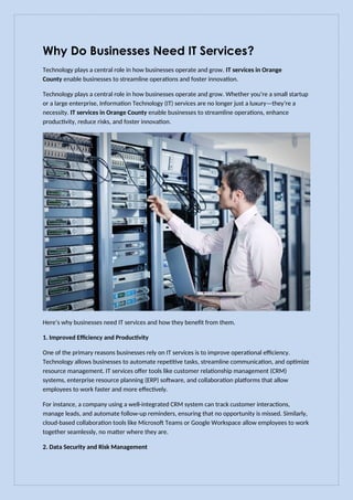 Why Do Businesses Need IT Services - IT services in Orange County | PDF