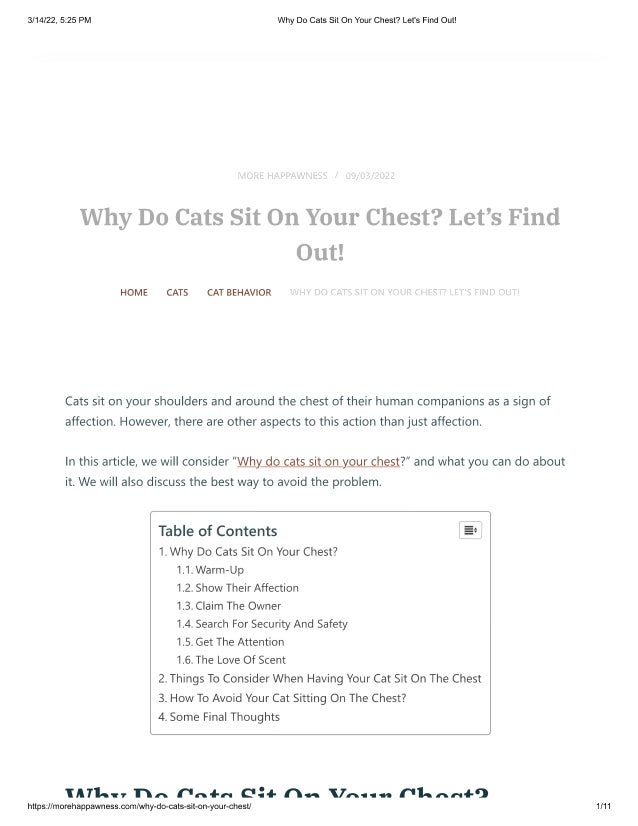 Why do cats sit on your chest lets find out! PDF