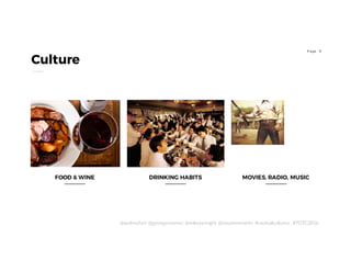 9P age
Culture
DRINKING HABITS MOVIES, RADIO, MUSICFOOD & WINE
@audreyfort @georgesnemec @mikeyenright @stephenmartin #cocktailcultures #TOTC2016
 