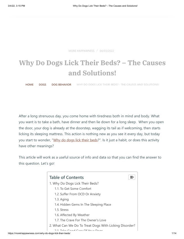 Why do dogs lick their beds the causes and solutions! PDF