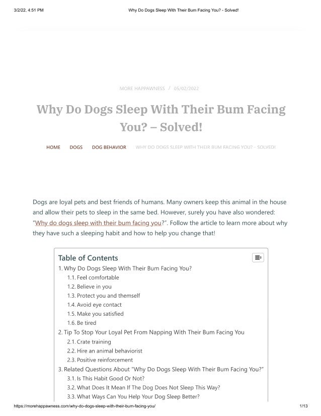 Why do dogs sleep with their bum facing you solved! PDF