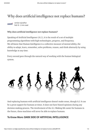 Why does artificial intelligence not replace humans | PDF