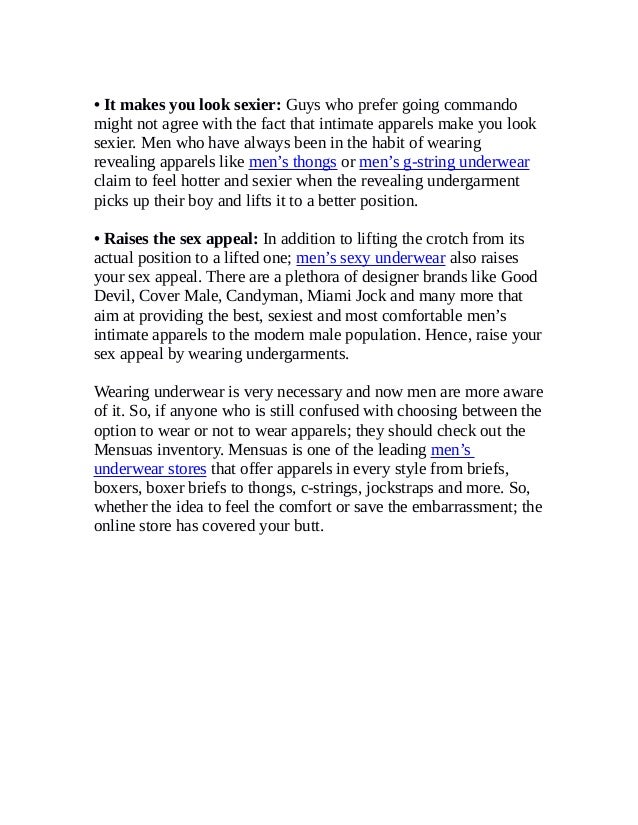 Why do men wear underwear