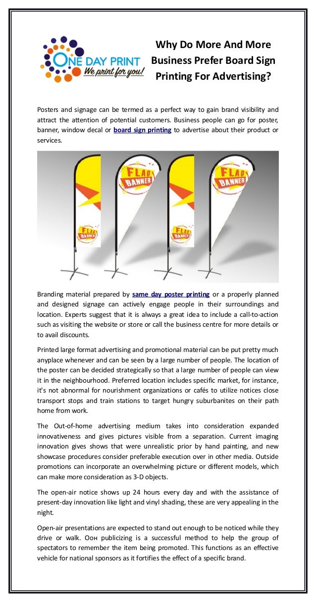 Why Do More And More Business Prefer Board Sign Printing For Advertis