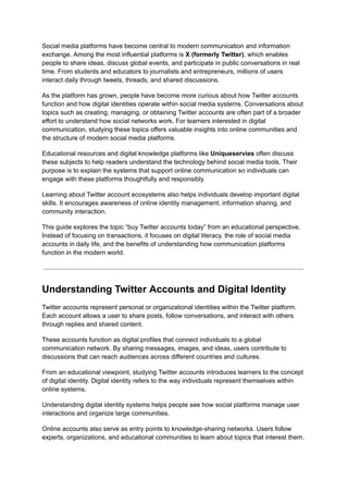 Understanding Twitter Accounts and Digital Identity in Social Media | PDF