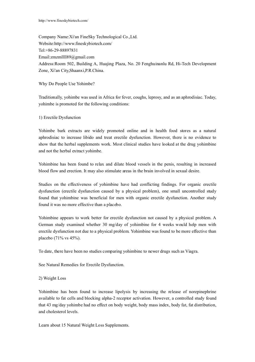 Yohimbe bark extract health benefits