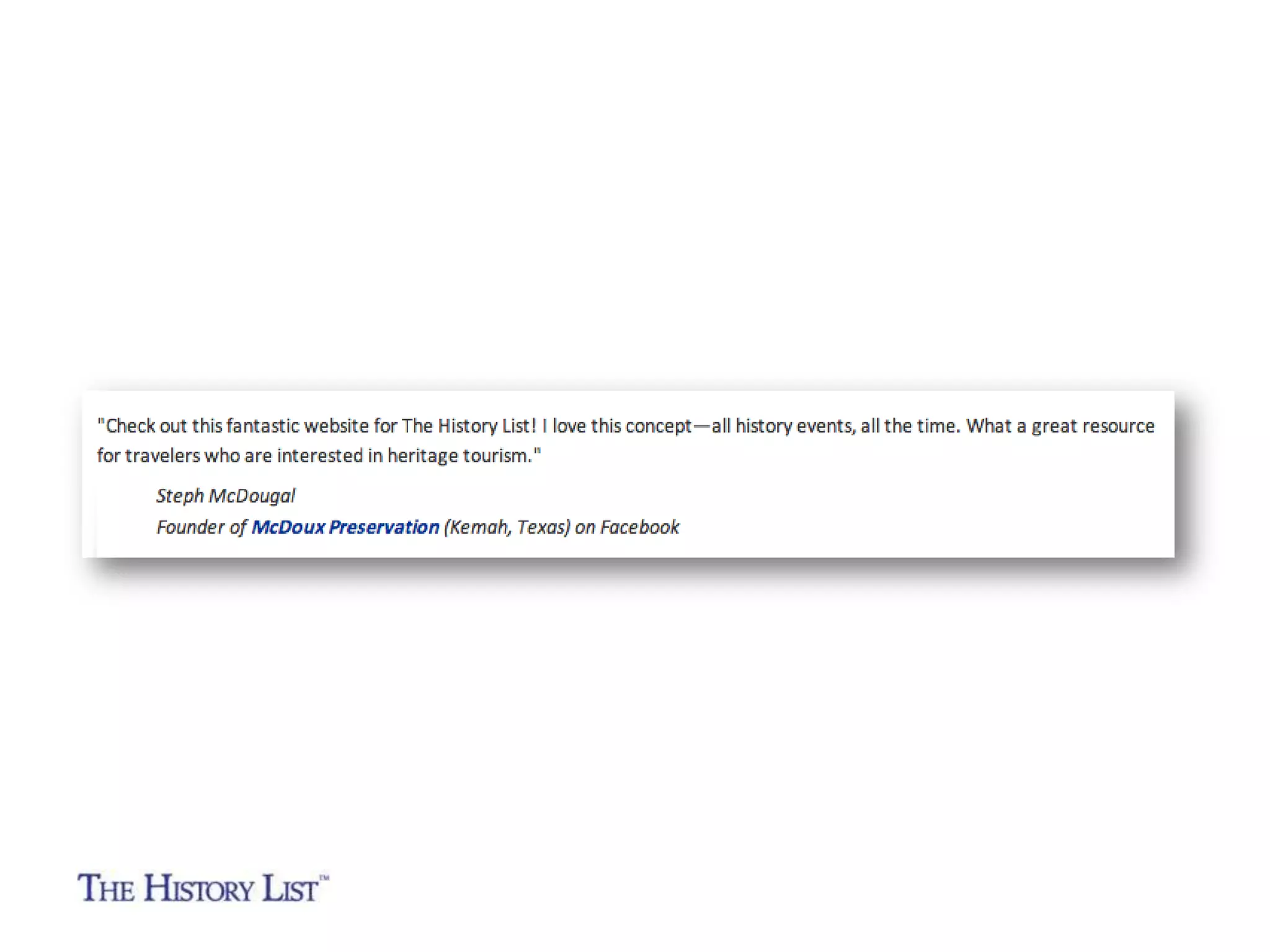 “Thanks for the invitation, love to and love your idea
of promoting historic events!”

Granite Falls Historical Society
(Granite Falls, MN) on Facebook

 