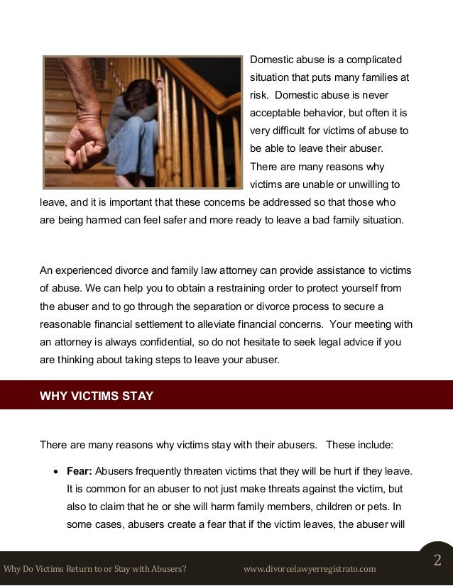 Why Do Victims Return to or Stay with Abusers?