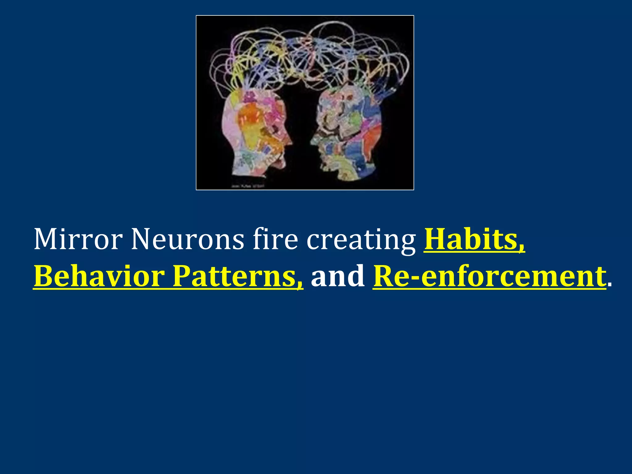 Mirror Neurons fire creating Habits,
Behavior Patterns, and Re-enforcement.
 