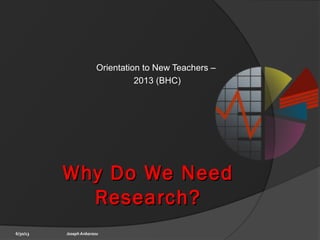 Why Do We NeedWhy Do We Need
Research?Research?
Orientation to New Teachers –
2013 (BHC)
6/30/13 Joseph Anbarasu
 