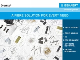A FIBRE SOLUTION FOR EVERY NEED •  EASY DOSING •  EASY MIXING •  HI PERFORMANCE •  EXTREME NETWORK •  GREEN DURABILITY 