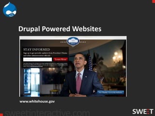 Drupal Powered Websites




www.whitehouse.gov
 